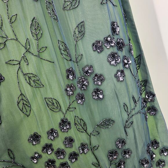Cache Dress Blue Green y2k Beaded Sequin Embellished Maxi Prom Whims Goth Size M - Picture 4 of 12